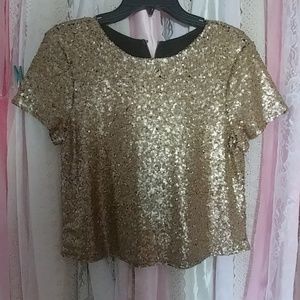 Sequined top, gold and black, M